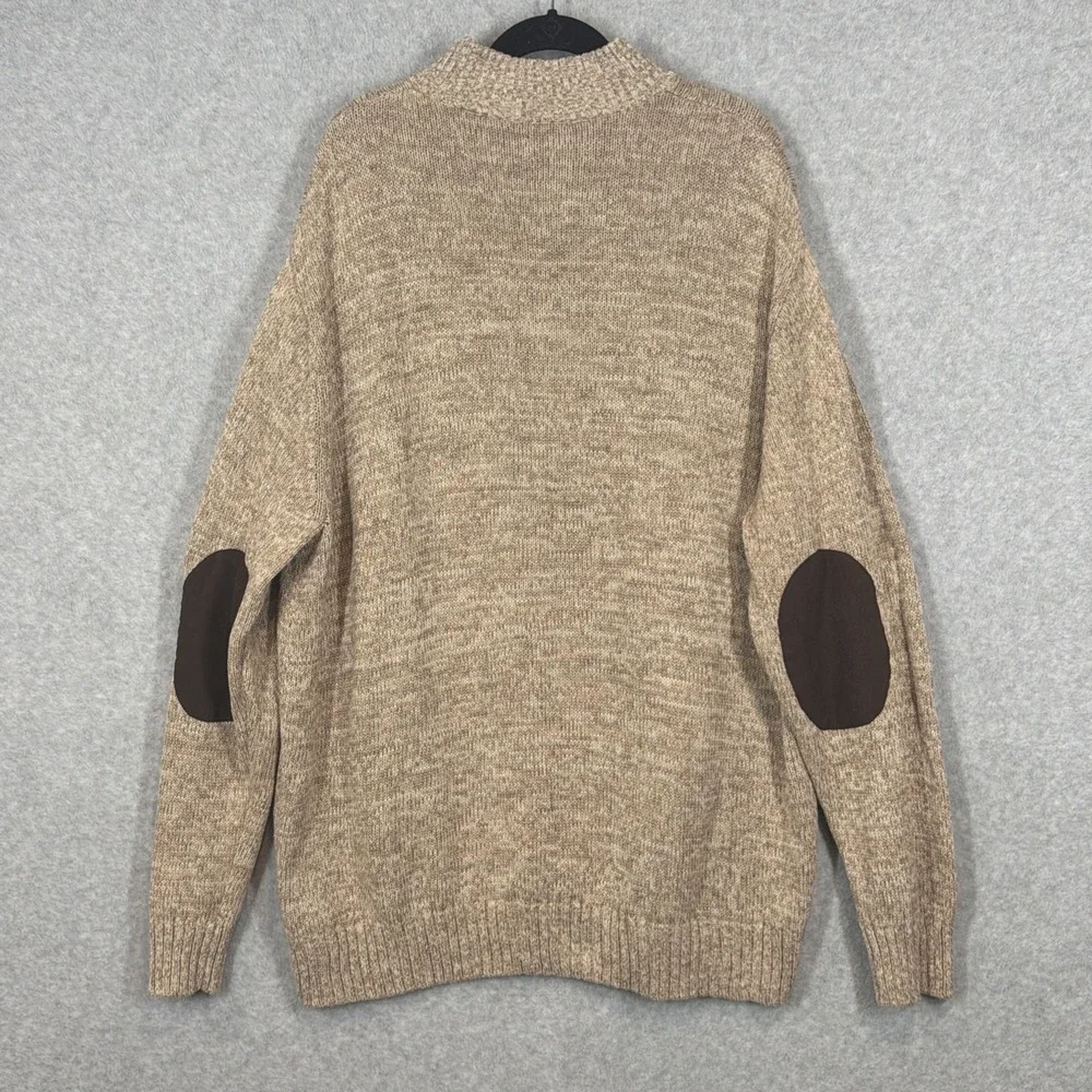 CHAPS By Ralph Lauren Sweater Mens 3XT Beige Brown 1/4 Button Pullover EUC